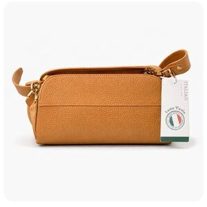 Anna Paola Tan Leather Crossbody Bag